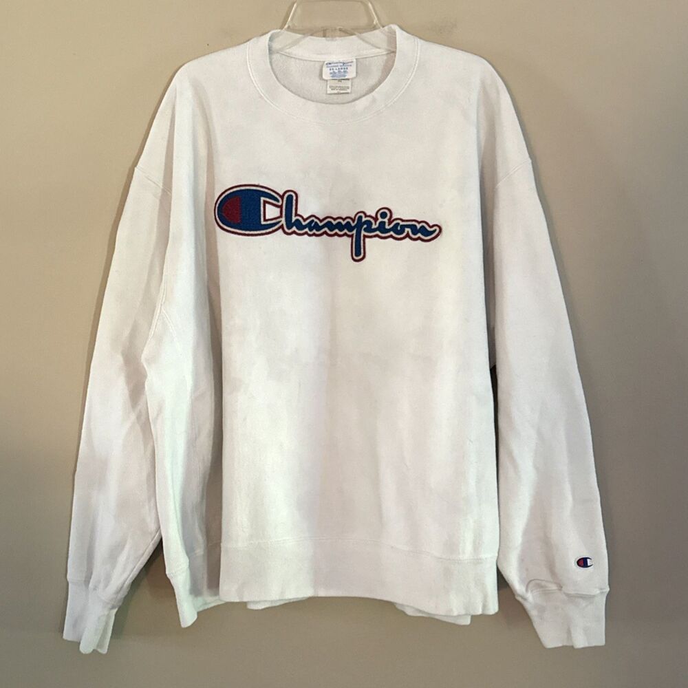 VTG Champion Reverse Weave Sweatshirt Mens Sz 3XL Y2k White Crewneck Embroidered